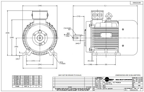 R336B Marathon 20 hp 15 kw 3600 RPM 160M Frame 230/460V Marathonn Electric Metric Motor