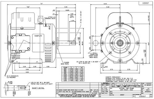 Z406A Marathon 3 hp 3450 RPM 182JM Frame 115/208-230 Volts ODP Electric Motor