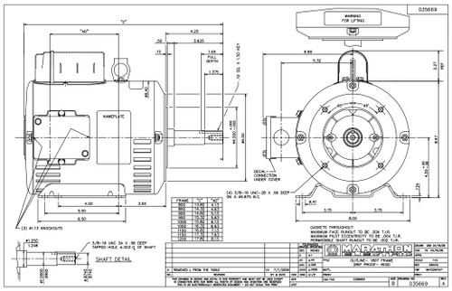 Z405A Marathon 2 hp 1750 RPM 182JM Frame 230V ODP Marathon Motor