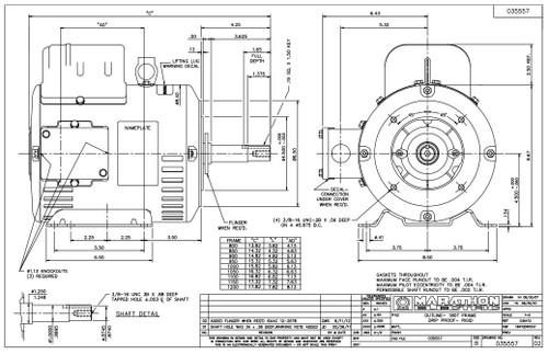 Z408A Marathon 5 hp 3500 RPM 184JM Frame 208-230V ODP Marathon  Close Couple Motor