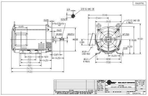 GT0416A Marathon 7.5 hp 1800 RPM 213JM Frame ODP 230/460V Marathon Close Couple Motor