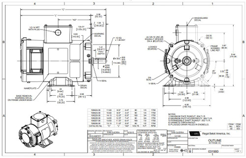 108423.00 Leeson |  1/4 hp 1800 RPM 56C TENV Frame 90 volts DC Wash Down Duty