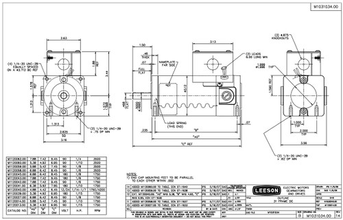 M1120059.00 Leeson |  Permanent Magnet 90 Volts DC Motor 0.13 hp 3500 RPM 31CS Frame