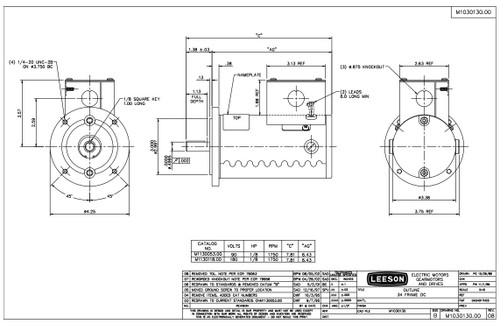 M1130118.00 Leeson |  Permanent Magnet MotorÂ 180 Volts DC 1/8 hp 1800 RPM 34D42CZ Frame  Electric