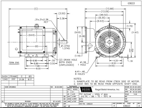 141434.00 Leeson |  7.5 hp 1740 RPM 215T Frame 230volts (Farm Duty) Extra High Torque