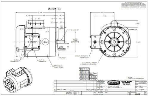 110492.00 Leeson |  1/2 hp 1725 RPM 56C Frame (Farm Duty) 115/230 Volts