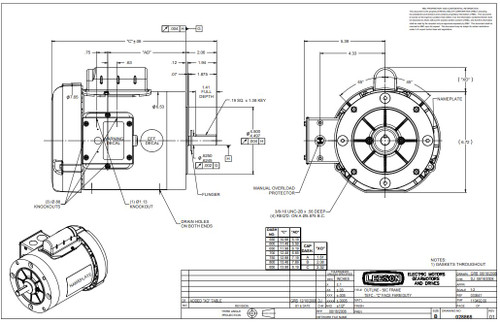 110493.00 Leeson |  3/4 hp 1725 RPM 56C Frame (Farm Duty) 115/230 Volts