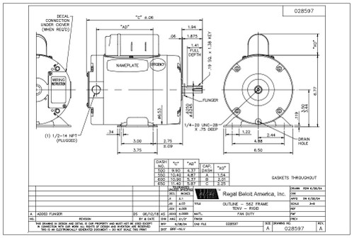 111333.00 Leeson |  1 hp 3450 RPM 56Z 115/230V Aeration Fan Motor