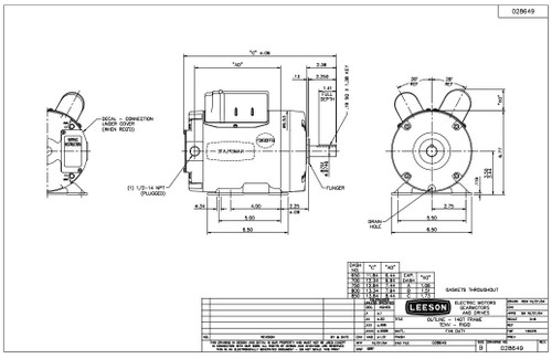 120376.00 Leeson |  3 hp 3450 RPM 145T 230V Aeration Fan Motor
