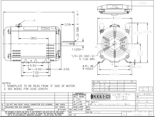140641.00 Leeson |  10-15 hp 3450 RPM 215TZ 208-220/440V; 3-Phase Crop Dryer Motor