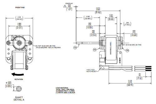 K1675 Fasco Universal Bathroom Fan Replacement Electric Motor Kit with 4" Fan Blade 115/230V