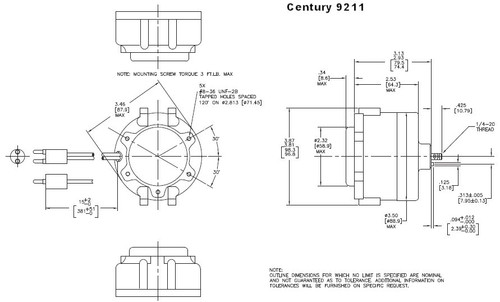 Model 9211 Century Hussman Refrigeration Motor 13 Watt 1725 RPM  115V ECM Design Century # 9211