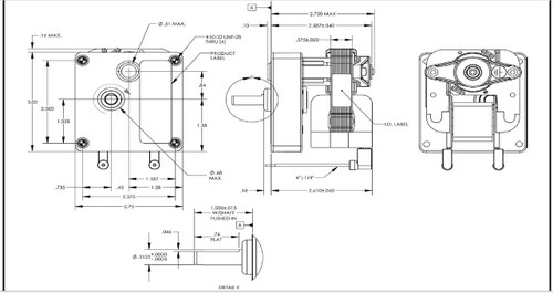 Dayton Model 52JE23 Gear Motor 41 RPM 1/300 hp, 230V 50hz.