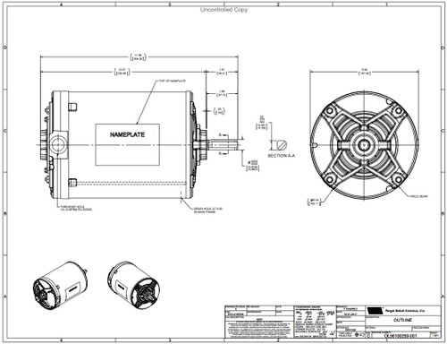OKR1096 Century Krack Refrigeration Motor (1503752, 11096) 1/2 hp 1140 RPM 460/208-230V