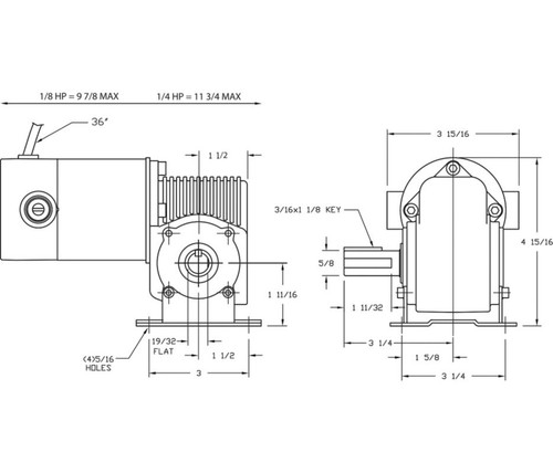 Dayton Model 3XA85 DC Gear Motor 90 RPM 1/4 hp TENV 90VDC