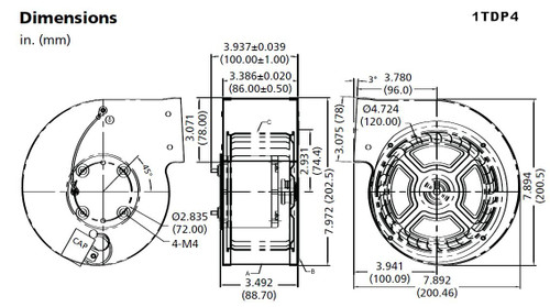 Dayton 1TDP4 Blower 71 CFM 1580 RPM 115V 60/50hz (2C067)