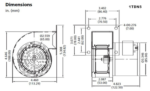 Dayton 1TDN5 Blower 54 CFM 3340 RPM 115V 60/50hz (4C012)
