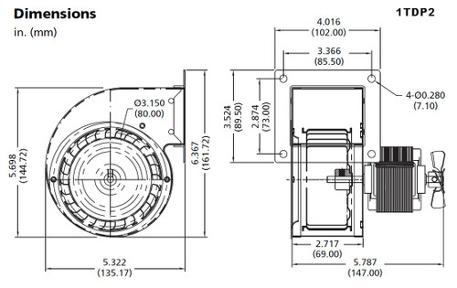 Dayton 1TDP2 Blower 104 CFM 2836 RPM 115V 60hz (4C763)