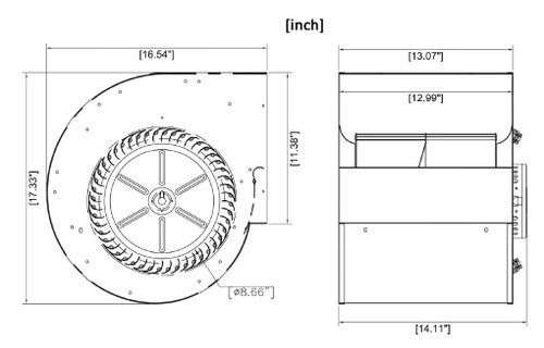3/4 hp 4-Speed 115V Dayton 1XJY2 Direct OEM Interchange Furnace Blower with Housing Assembly & Motor