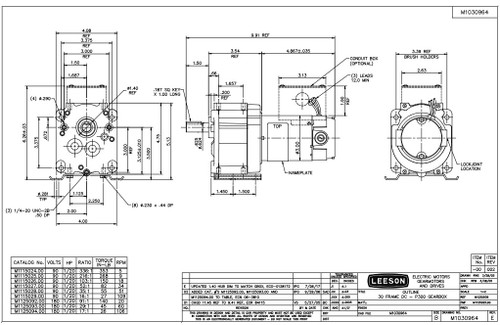 M1115024.00 Leeson |   Parallel Shaft 1/20 hp, 5 RPM 90 Volts DC TENV Electric Gear Motor