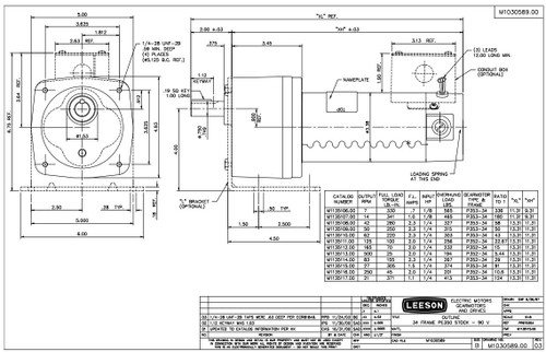 M1135106.00 Leeson |   Parallel Shaft 1/8 hp, 7 RPM 90 Volts DC TENV Electric Gear Motor