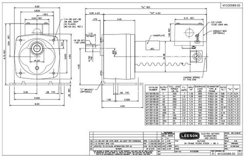 M1135111.00 Leeson |   Parallel Shaft 1/4 hp, 125 RPM 90 Volts DC TENV Electric Gear Motor