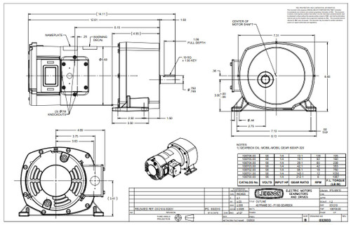 108700.00 Leeson |   Parallel Shaft 1/4 hp, 8 RPM 90 Volts DC TENV Electric Gear Motor