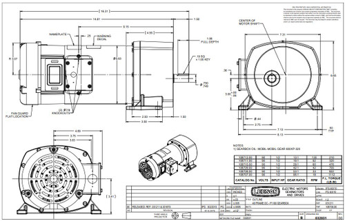 108707.00 Leeson |   Parallel Shaft 1/2 hp, 18 RPM 90 Volts DC TEFC Electric Gear Motor