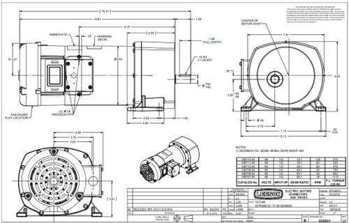 108708.00 Leeson |   Parallel Shaft 1/2 hp, 33 RPM 90 Volts DC Electric Gear Motor