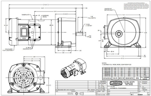 108711.00 Leeson |   Parallel Shaft 1/2 hp, 92 RPM 90 Volts DC TEFC Electric Gear Motor