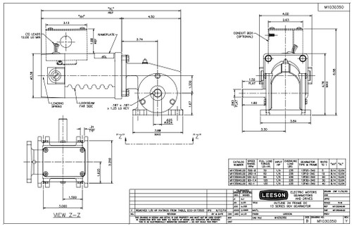 M1135045.00 Leeson |   Right Angle 1/4 hp, 250 RPM 90 Volts DC TENV Electric Gear Motor