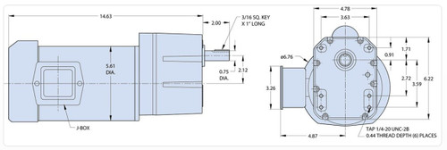 Bison 017-650-0070 Inverter Duty Gear Motor 1/4 hp 25 RPM 230V