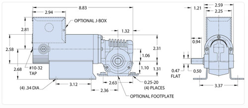 Bison 021-746-9015 Right Angle Gear Motor 1/15 hp 120 RPM 90V DC