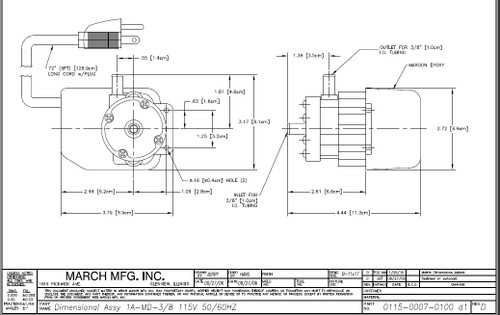 1A-MD March Pump | 115V, Submersible 3/8" Inlet/Outlet