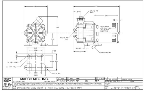 MDXT-3 March Pump | 115V; 1/2" Inlet - 3/8" Outlet