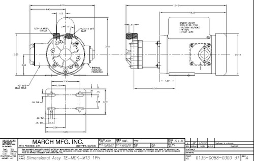 TE-MDK-MT3 March Pump | 115/230, 1/2" Inlet/Outlet
