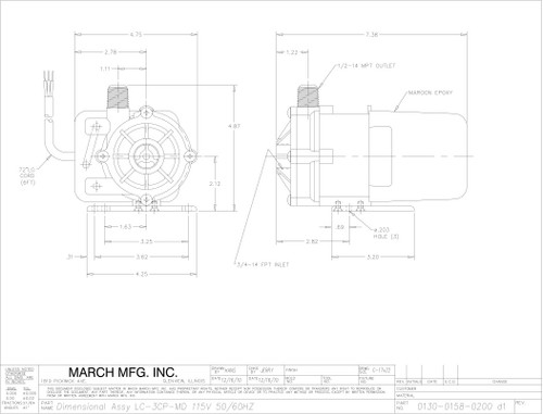 LC-3CP-MD March Pump | 115V, 500GPH Marine Air Conditioner Circulation Pump