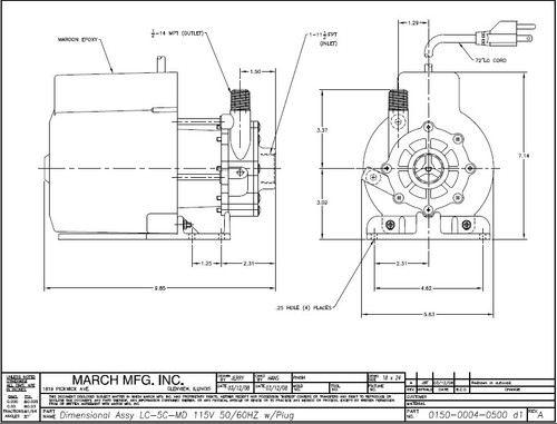 LC-5C-MD March Pump | 115V, 1" FPT Inlet - 1/2" MPT Outlet