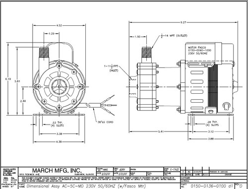 AC-5C-MD March Pump | 230V, 1" FPT Inlet - 1/2" MPT Outlet