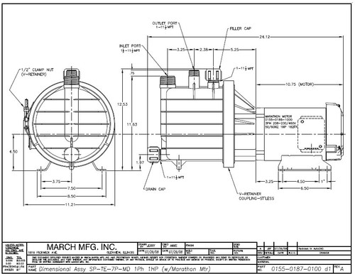 SP-TE-7P-MD March Pump | 1 HP, 1.5" FPT Inlet - 1" MPT Outlet, 115/230V
