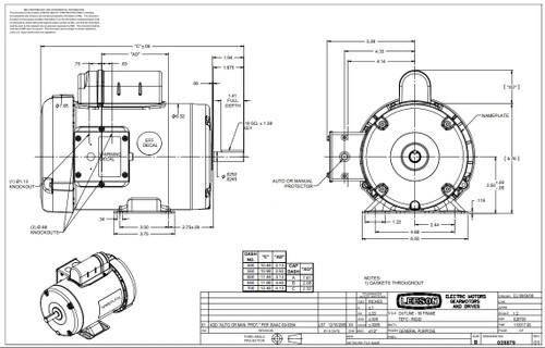 113908.00 Leeson |  1/3 hp 1425 RPM 56 Frame TEFC Rigid Base 110/220V 50hz.