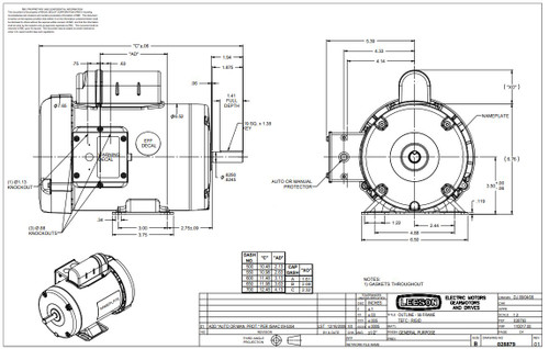 113910.00 Leeson |  3/4 hp 1425 RPM 56 Frame TEFC Rigid Base 110/220V 50hz.