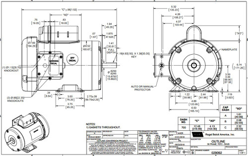 113911.00 Leeson |  1 hp 1425 RPM 56 Frame TEFC Rigid Base 110/220V 50hz.