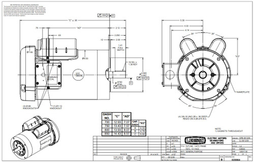 120990.00 Leeson |  2 hp 2850 RPM 145TC Frame TEFC No Base 110/220V 50hz.