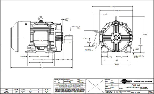 GT1025A Marathon 20 hp 1800 RPM 256T Frame 208-230/460V TEFC Marathon Electric Motor