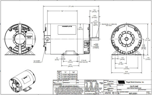 E110028.00 Leeson |  3/4 hp 1140 RPM 56 Frame 230/460V Open Drip