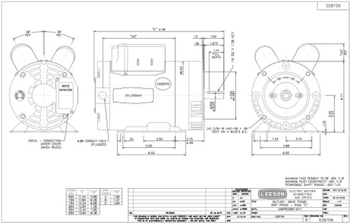 116709.00 Leeson |  5 hp 3600 RPM 56HC Frame ODP C-Face (rigid base) 230V