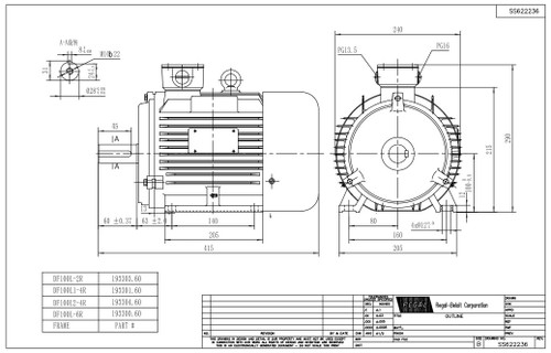 R352B Marathon 4 hp 3 kw 1800 RPMÂ 100L Frame 230/460V Marathon Electric Metric Motor