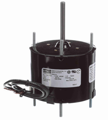 Fasco D124 Motor | 1/50 hp 1500 RPM CW 3.3" Diameter 115 Volts