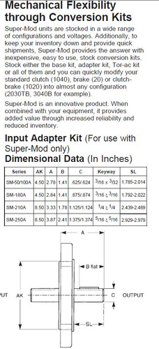 578610031 Stearns Super-Mod Shaft Input Adapter Kit # 578610031